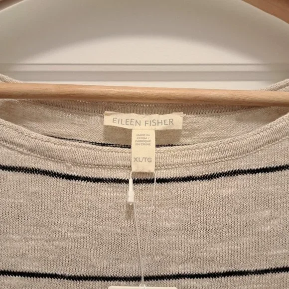 Eileen Fisher Striped Bateau Neck Hi-Low Top, Size XL , New with tag - Picture 7 of 8